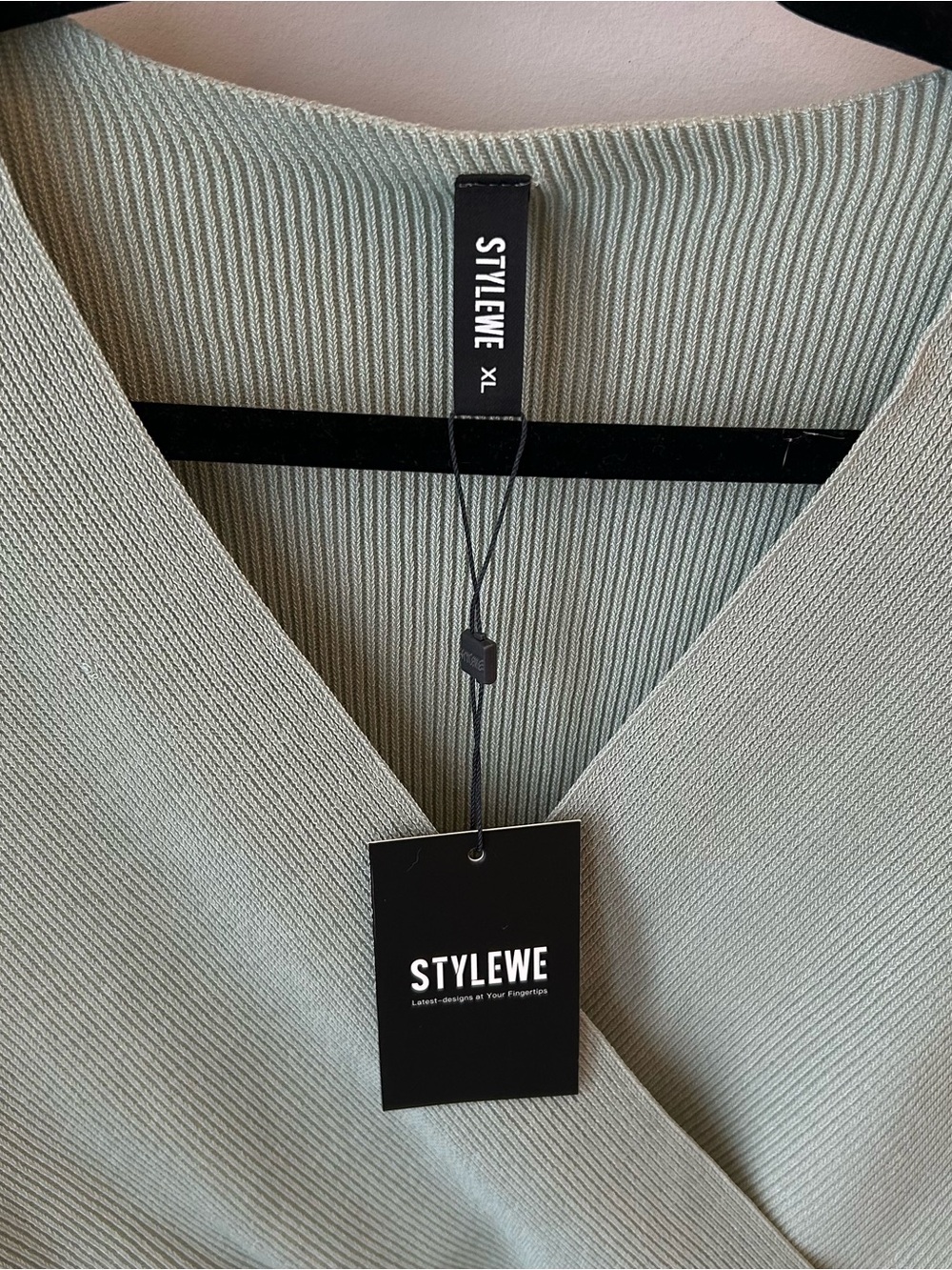 BNWT STYLEWE Sage Green Ribbed V-Neck Capsule Wardrobe Career Wear Size XL - Picture 2 of 6
